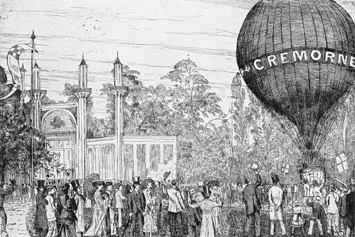Cremorne balloon ascent. Walter Greaves, 1872. Wikimedia Commons
