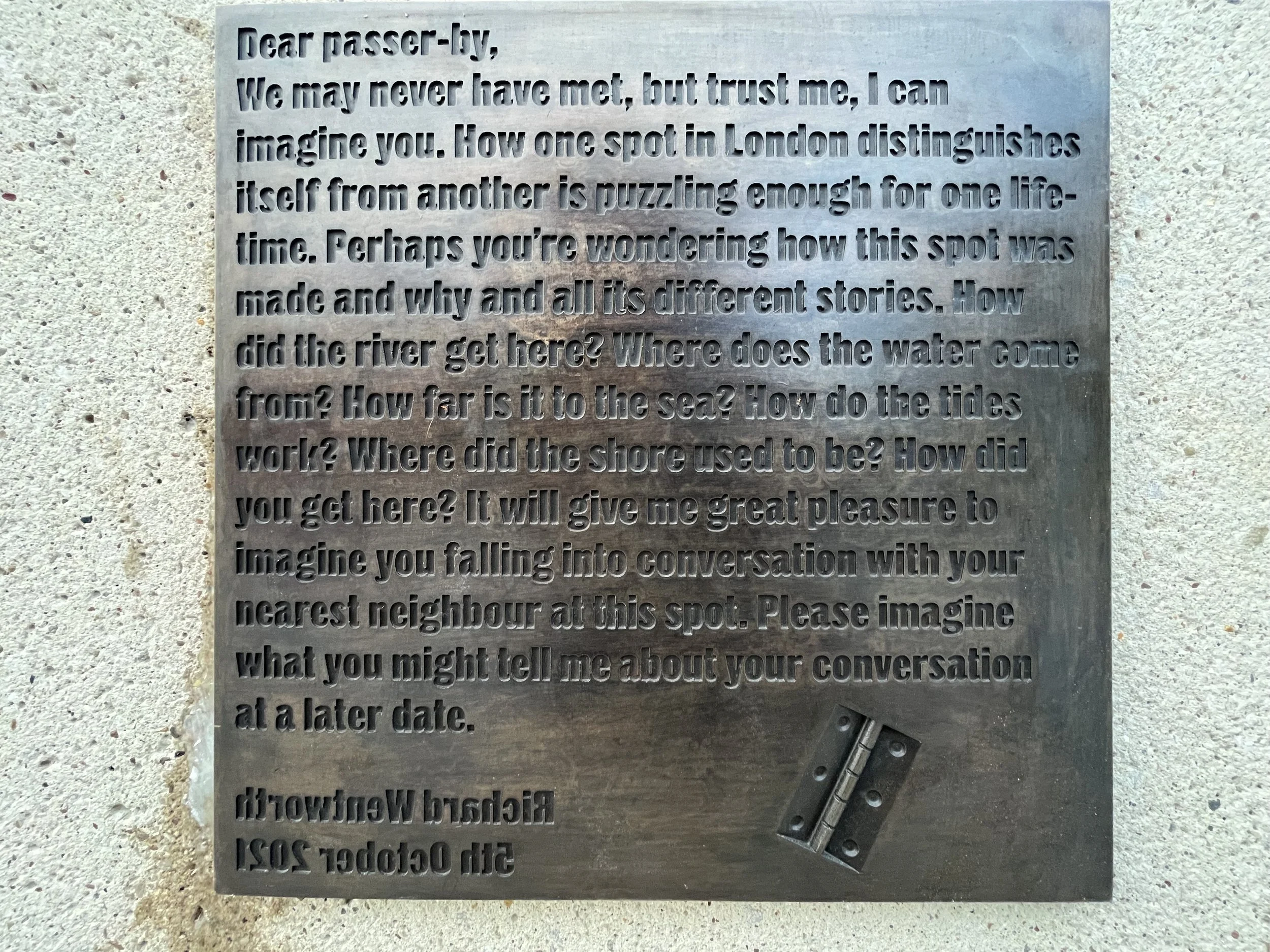 Wall based plaque, Isle of Effra