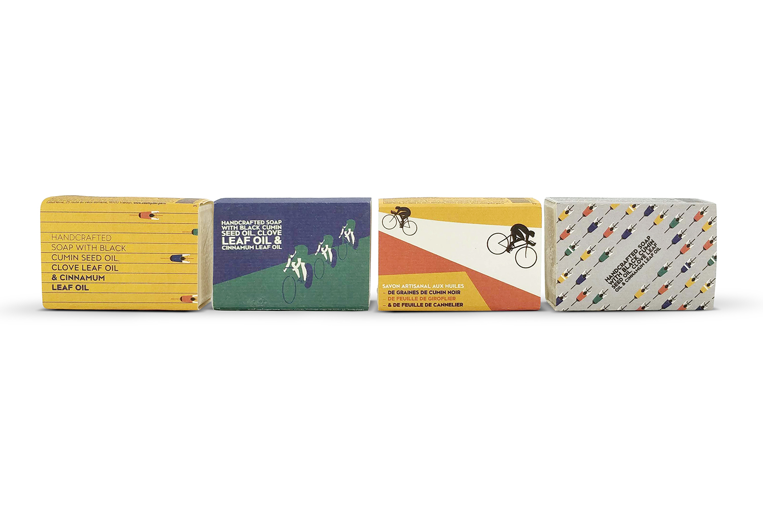Cosmydor skincare cosmetics aromatherapy virtuous organic botanical quality concentration shea butter coconut oil cold-processed soap vegan Savon du cycliste Black Cumin Clove Cinnamum Leaf Oil