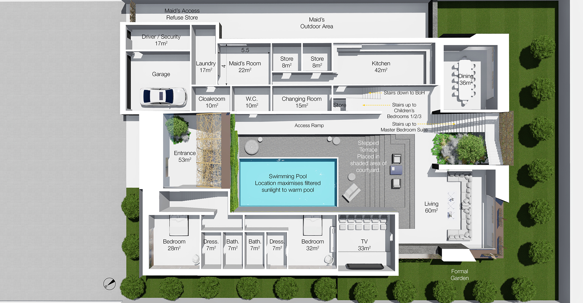 © Copyright Studio DS 2018 - the Courtyard Villa Floor Plan