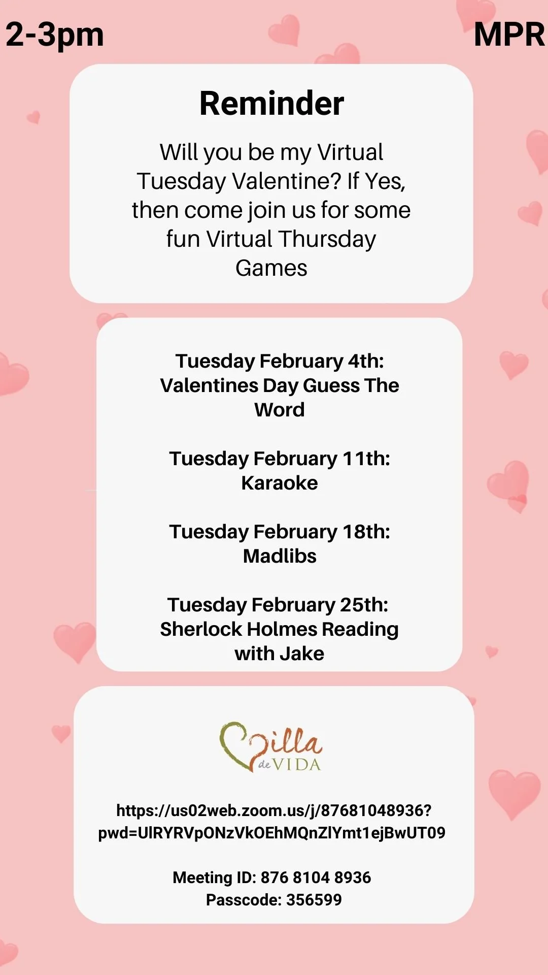 Virtual Tuesdays- February 2025 — Villa de Vida, Inc.