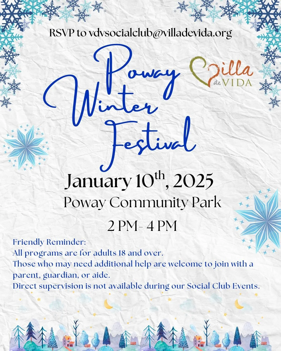 Start the new year with our amazing community! 🎊

Villa de Vida is welcoming YOU to our January Social Clubs ✨🧡

RSVP to vdvsocialclub@villadevida.org ❤️