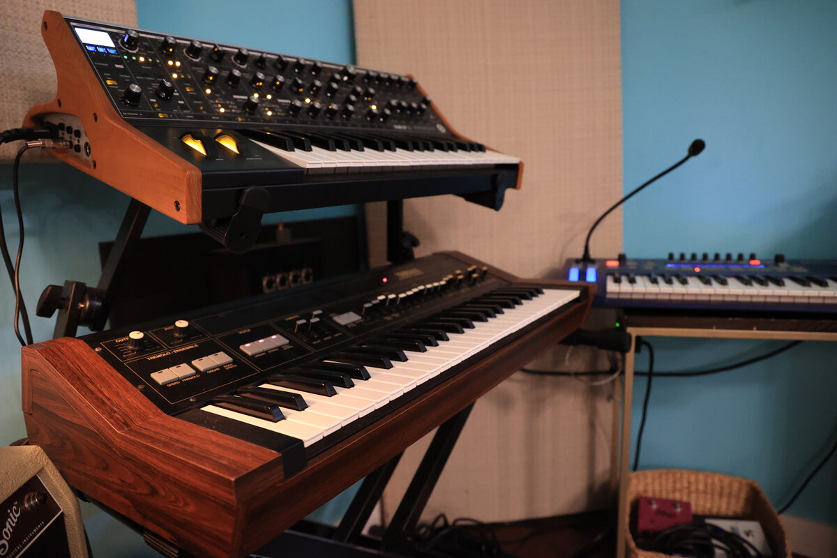 Synthesizers in the studio