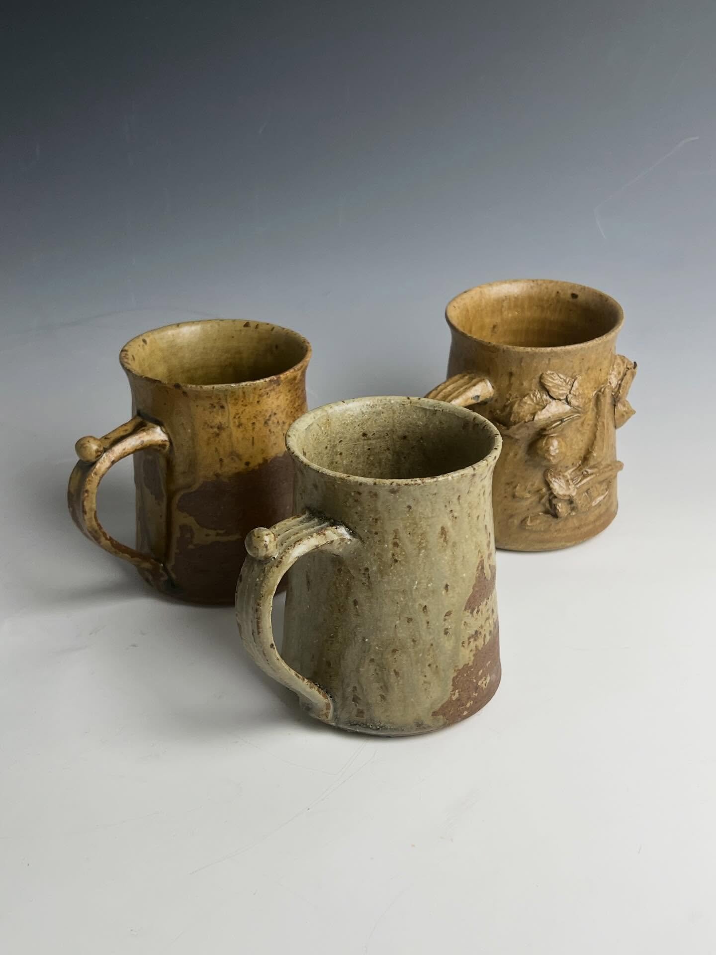 some new mugs I made featuring glaze made from garden chef ash and Kuzu Ash.  You've heard of face jugs but what about face mugs?

#ceramic #ashglaze #highfire #kudzu #facejug