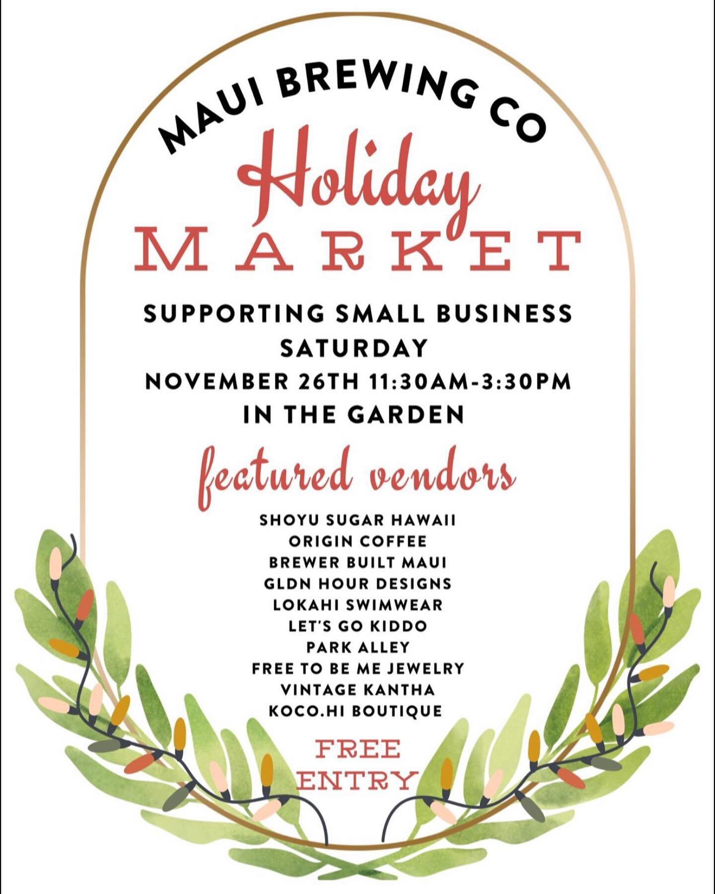 Spend your #smallbusinesssaturday with us at the Maui Brewing Co Holiday Market!!✨ Come shop and enjoy a drink or two while you&rsquo;re at it! Can&rsquo;t wait to see you there!

#supportlocal #maui #hawaii #shopparkalley #parkalley #boutique #mobil