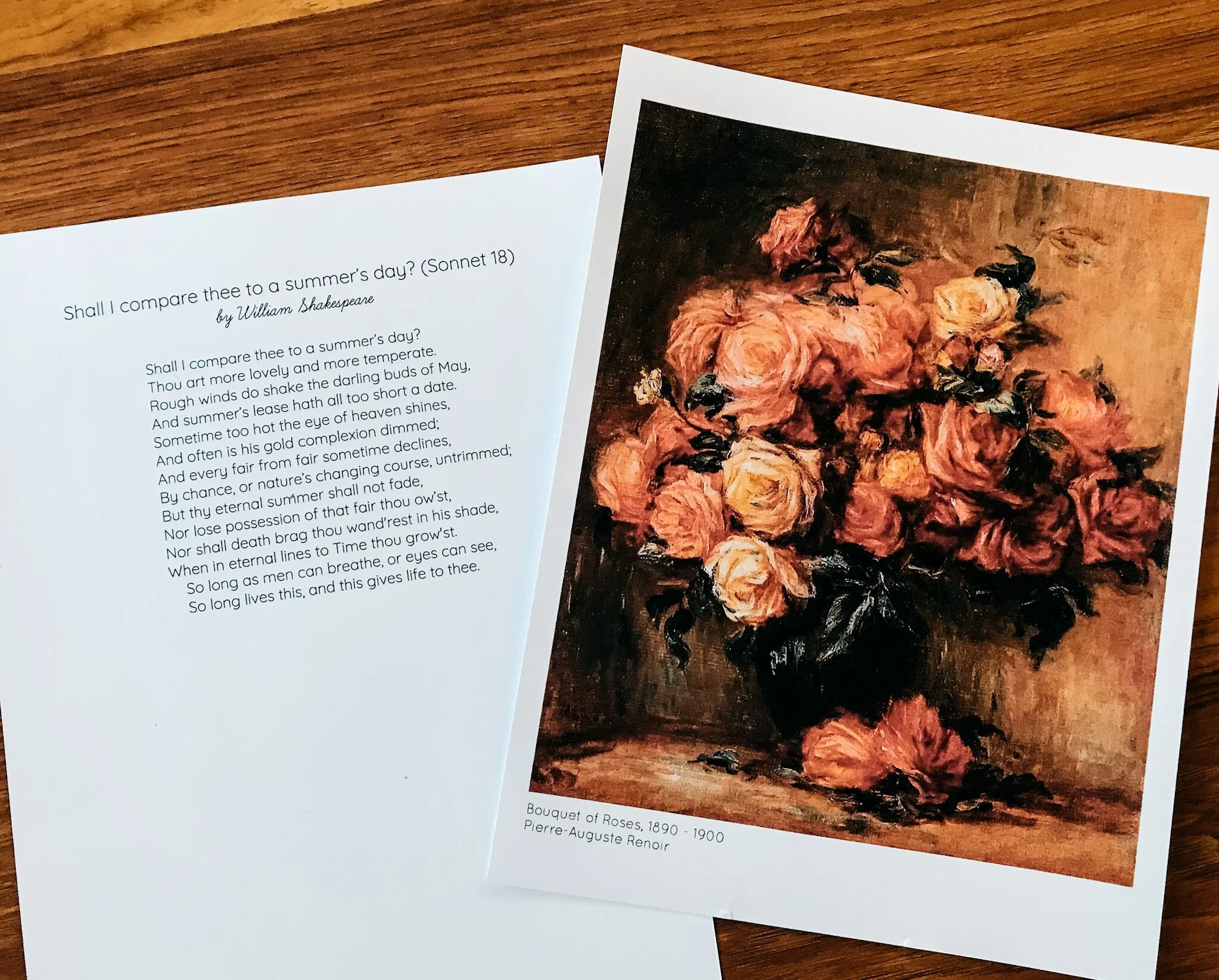 Printable page combining a public domain romantic painting with a matching public domain Valentine’s Day poem