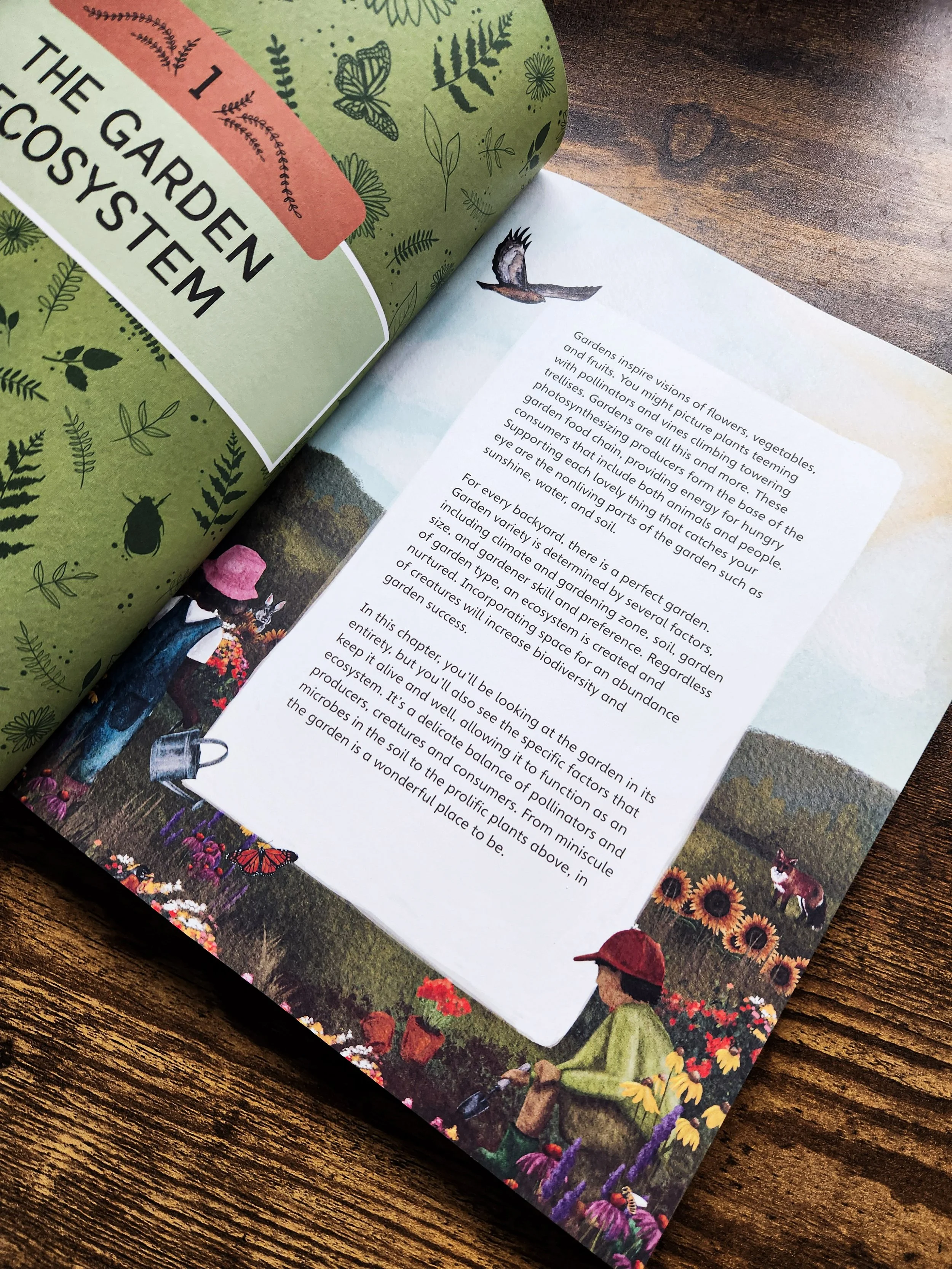   Nature School: In the Garden  opened to the introduction of Chapter 1, which introduces the garden as an ecosystem and foundational ecological concepts. 