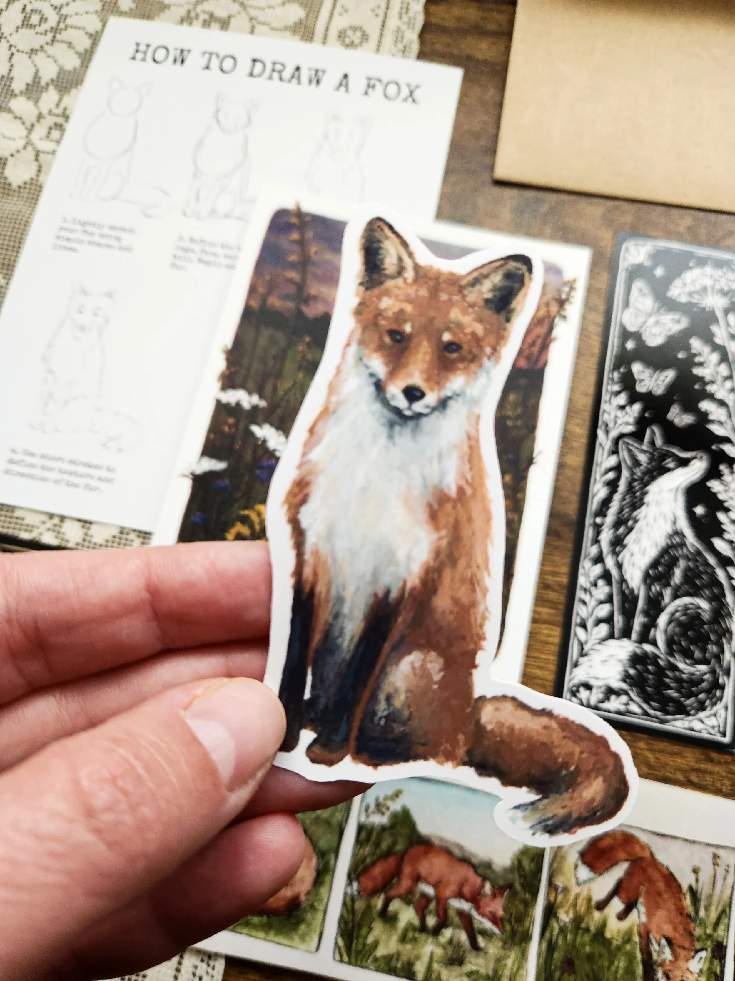Close-up of fox vinyl sticker