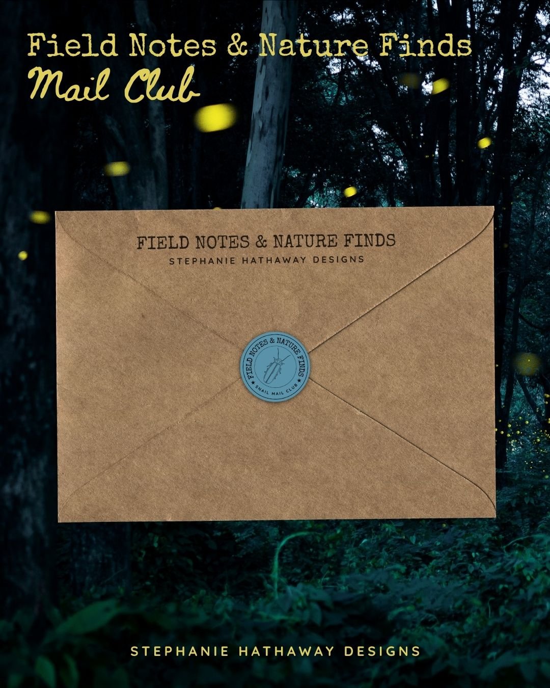 Labeled mock up of July's theme: fireflies.
