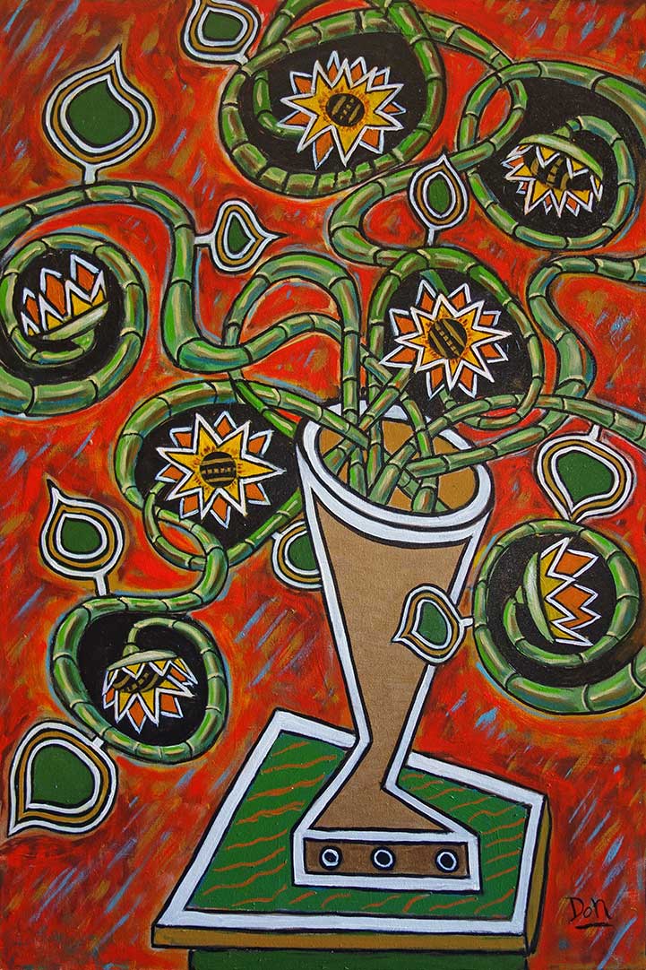 "Dante's Sunflowers" 36" x 24" acrylic on canvas