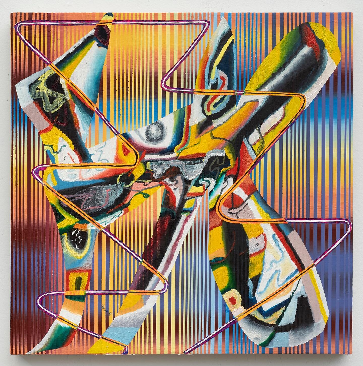 i dont try to make my work psychedelic but it becomes that in the way i layer patterns. this one is called Sound System because it kind of looks like a cat scan of a brain receiving sound waves from the environment. i sold this @theotherartfair going