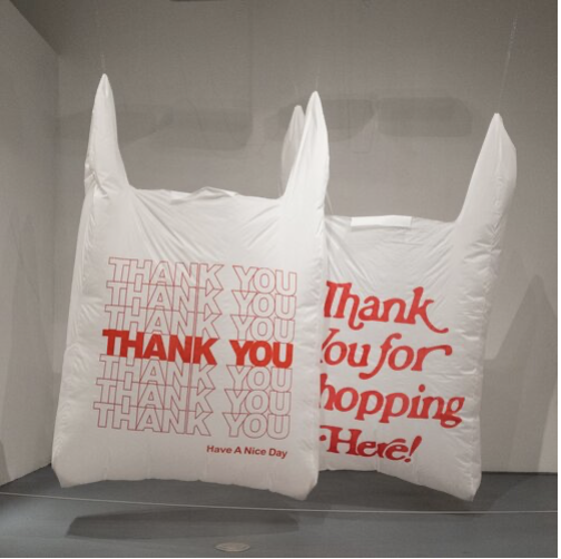 THANK YOU BAGS Reed van Brunschot  Playing with scale as it invites visitors to consider the overuse of plastic and its environmental impact, Thank You Bags reclaims a generic yet iconic symbol of mass consumerism and the excesses of capitalism thro…