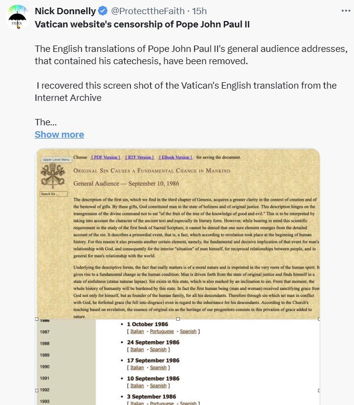 His Addresses Why has a Papal Address in English gone missing? — Catholic Arena