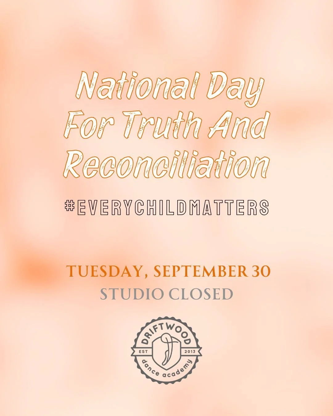 🧡 Community Reminder: Driftwood will be closed Tuesday, Sept 30 to honour Canada&rsquo;s National Day for Truth and Reconciliation. 

🍁 This day is set aside to reflect, learn and honor the children lost, the survivors, and all the families and com