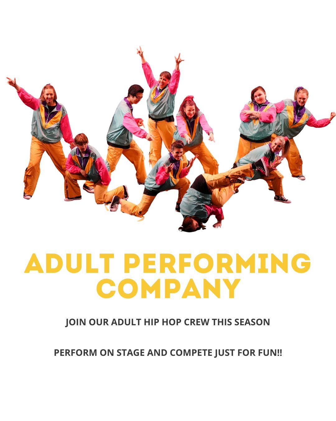 We are looking for more awesome humans to join our Adult Hip Hop Crew this season!

💭Have you ever dreamed of hitting the stage, feeling the beat, and living out your dance dreams?

👀 We're looking for 1&ndash;3 adults to join our HH Crew and bring