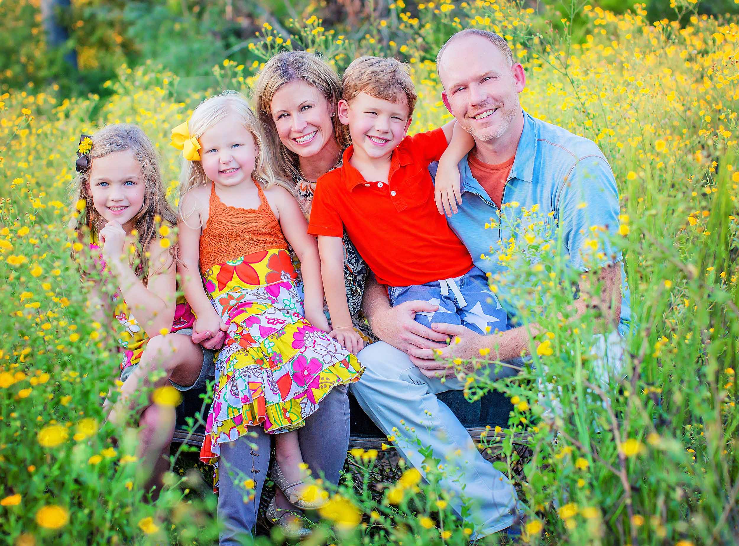  Family photograph in wildflowers in The Woodlands, Texas by spryART photography 