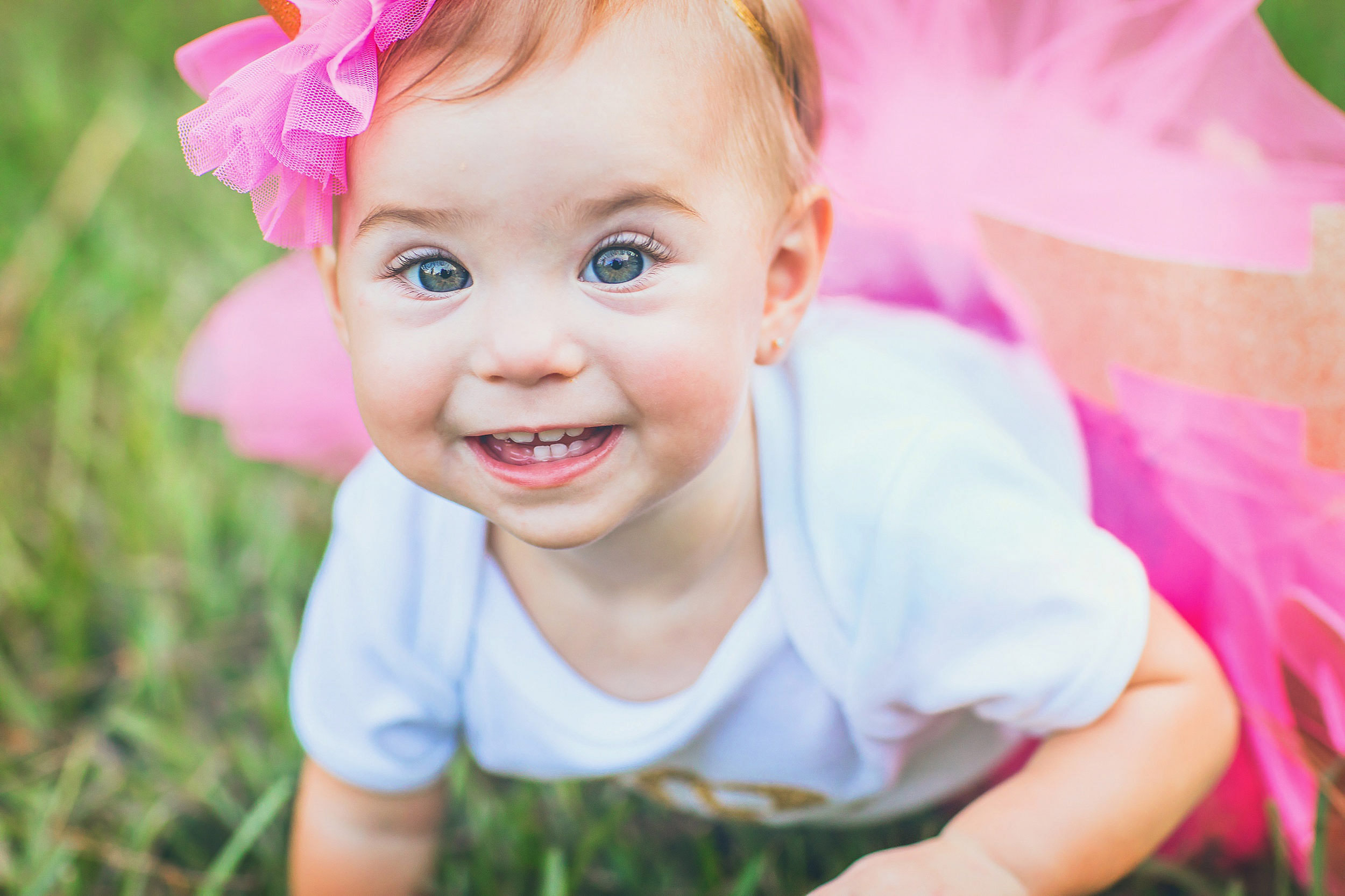  One year portrait in tutu in The Woodlands by spryART photography. 