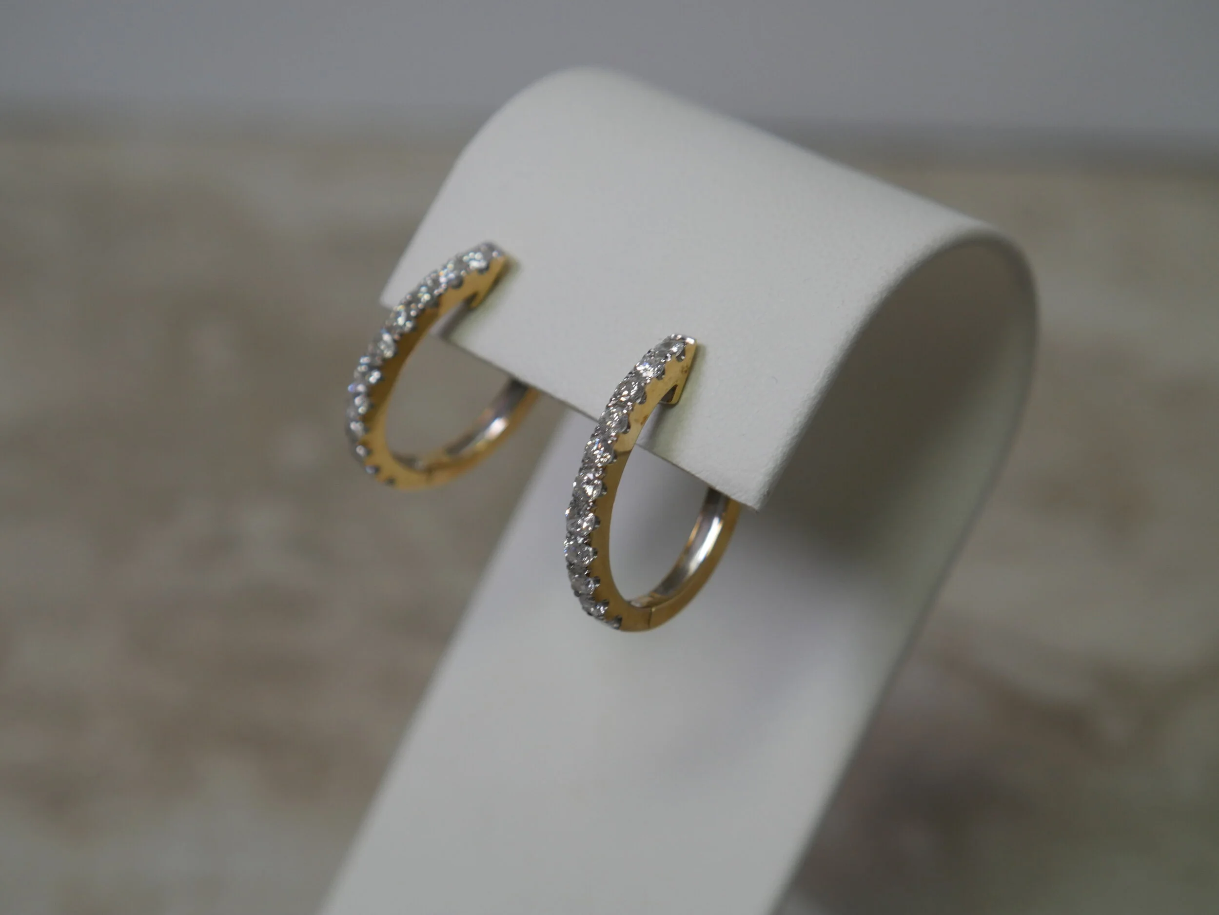 10k Yellow Gold Diamond Hoop Earrings