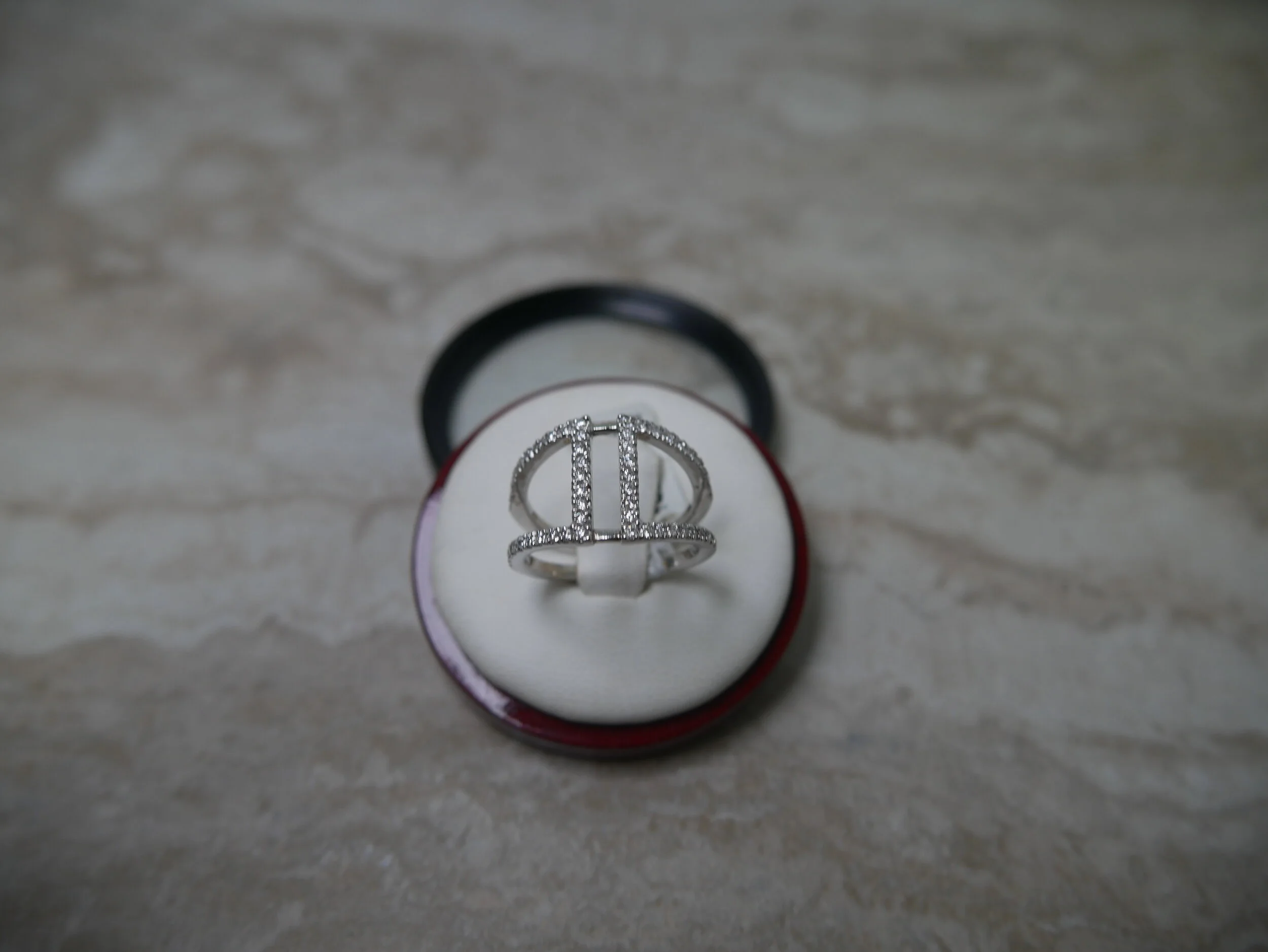 14K White Gold Free-form Diamond Anniversary Ring