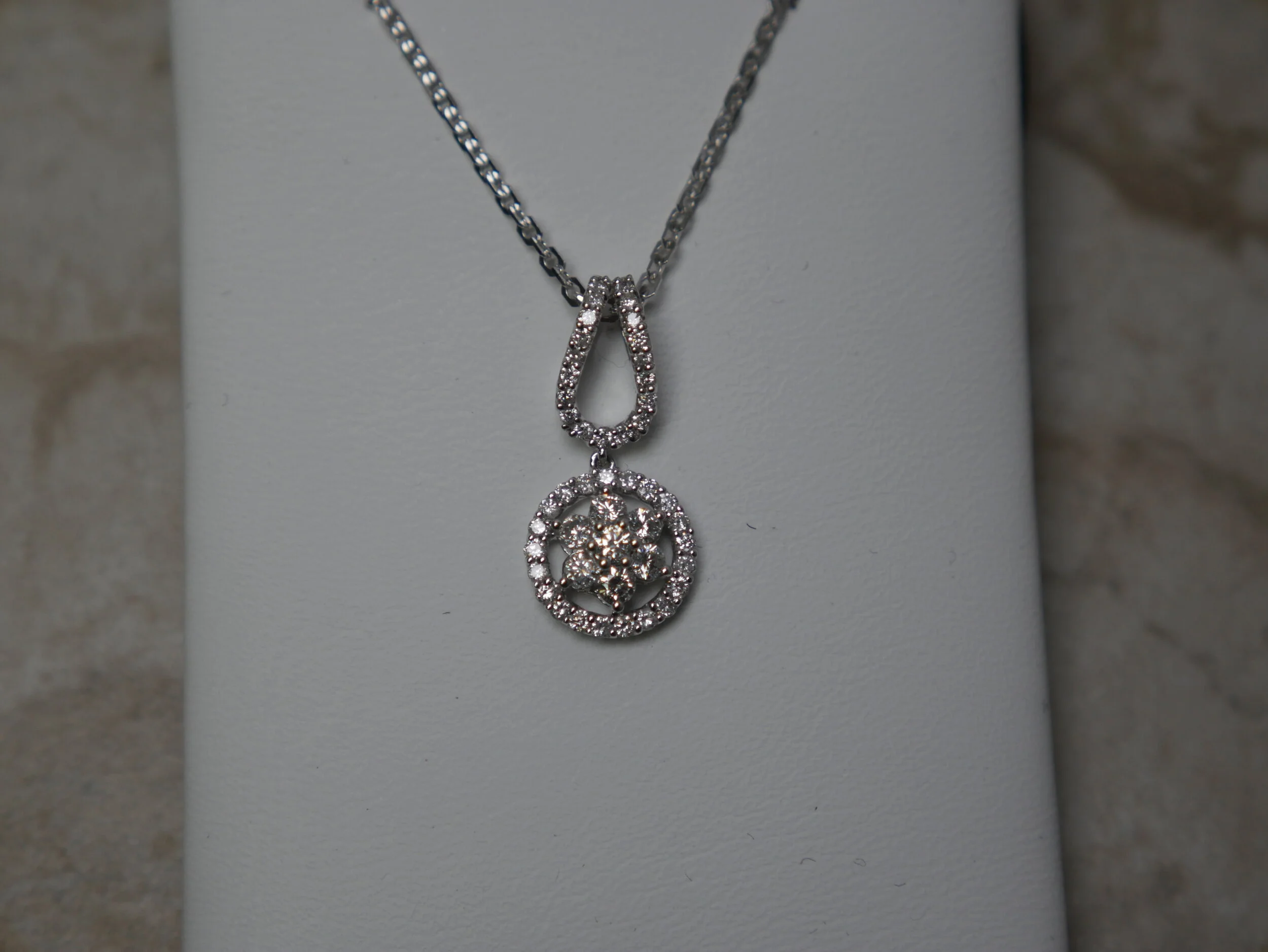 18K White Gold Diamond Pendant