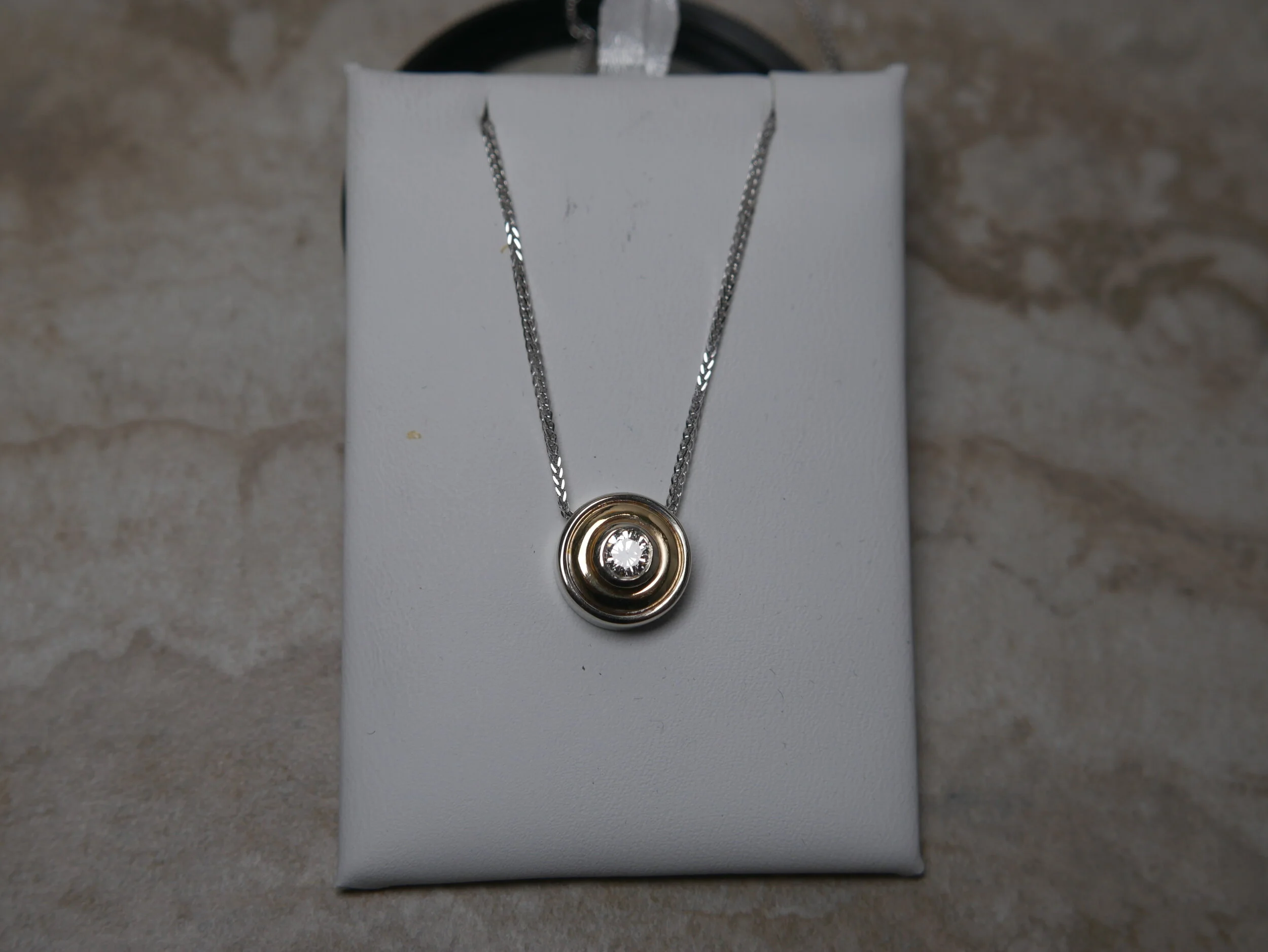 14K Two-Tone Double Bezel Pendant