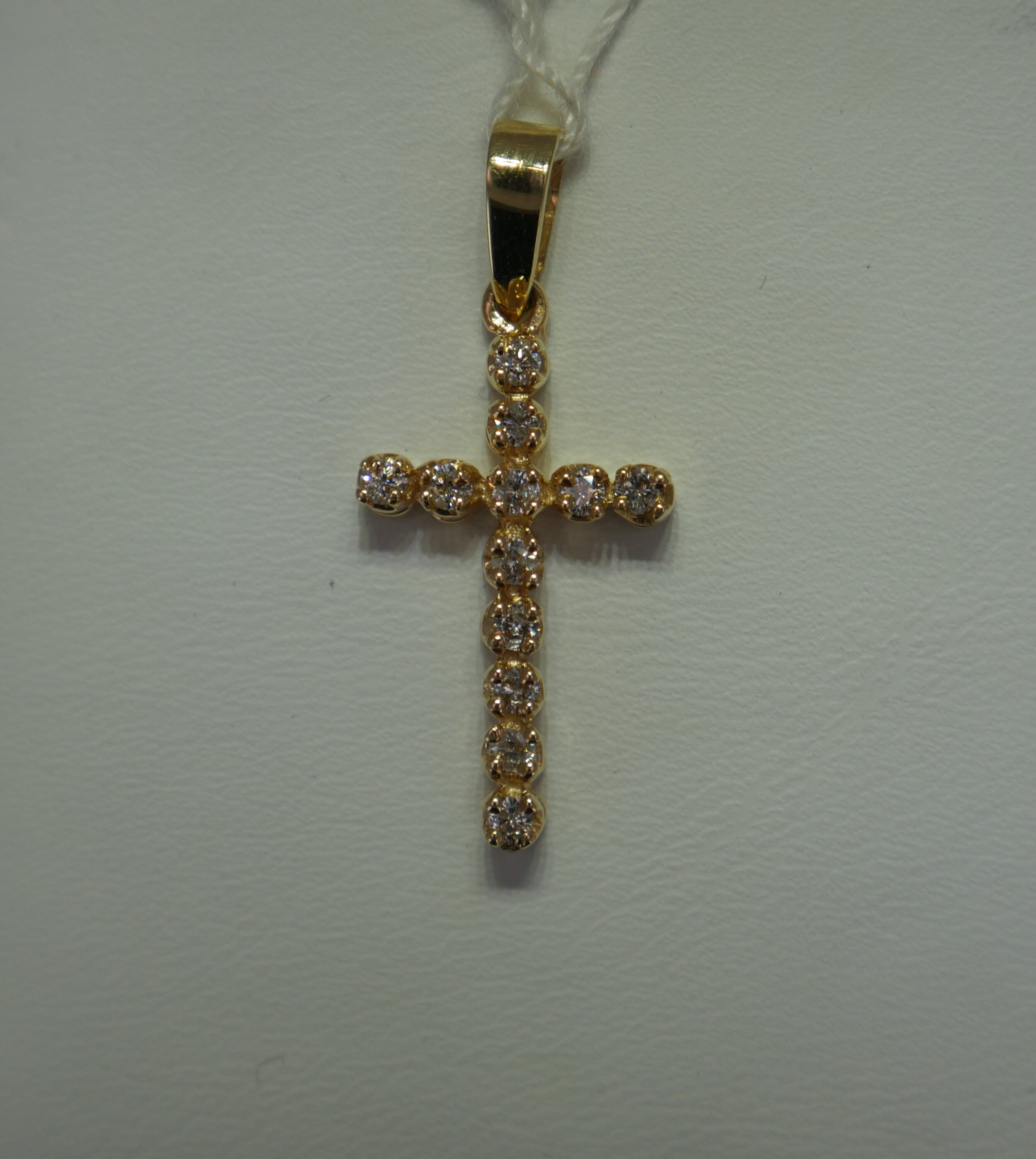 14K Yellow Gold Diamond Cross