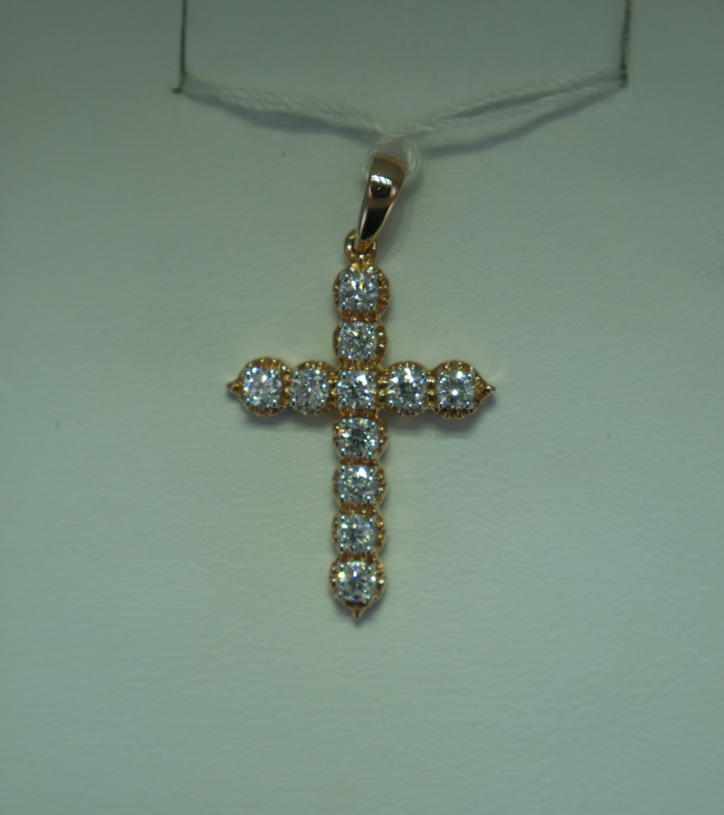 14K Rose Gold Diamond Cross