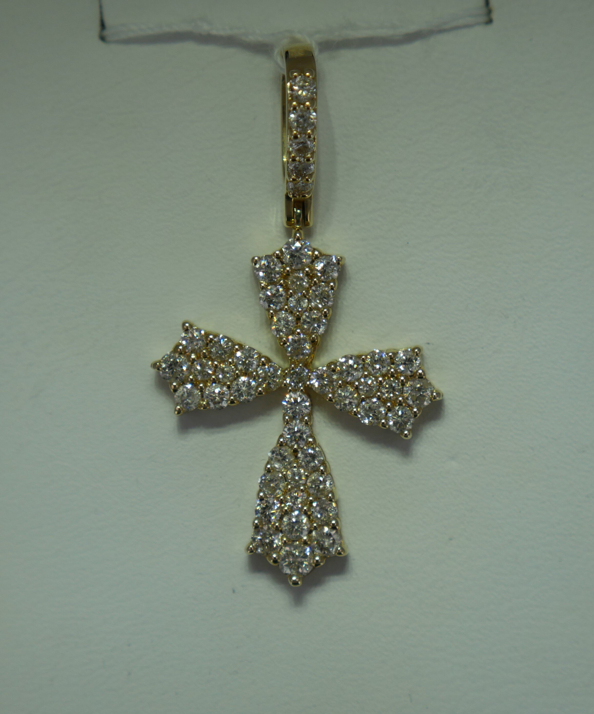 14K Yellow Gold Diamond Cross