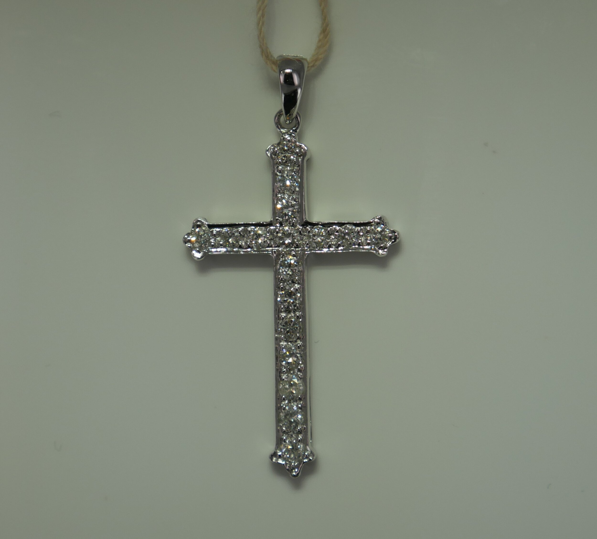18K White Gold Diamond Cross