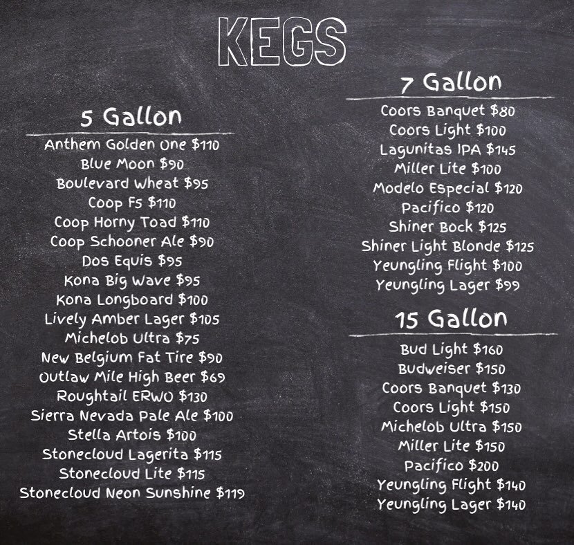 ⭐️ UPDATED KEG LIST ⭐️ Kegs are on a first come, first serve basis. All kegs are subject to availability. Please call us for any questions! (405)749-9463
