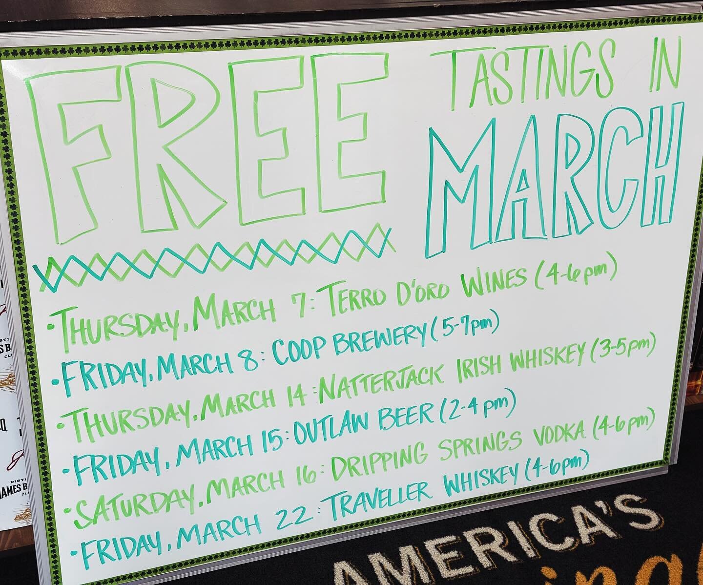 Tasting calendar for March 🍀