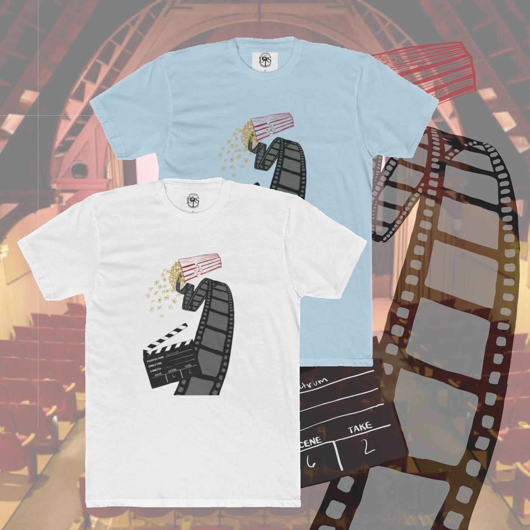 Movie Reel with Popcorn Graphic Tee