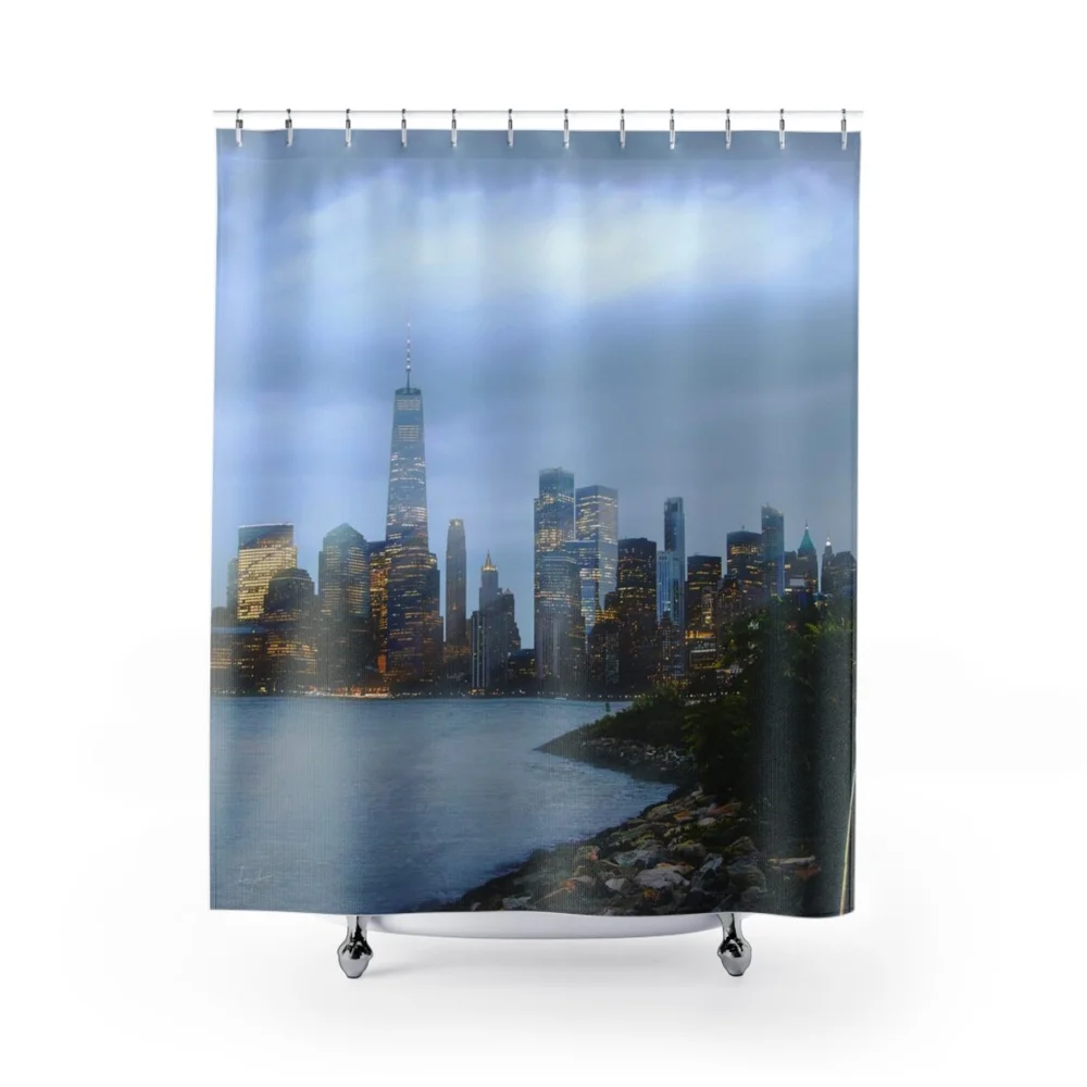 One New York At Night Shower Curtain, image size:1000x1000
