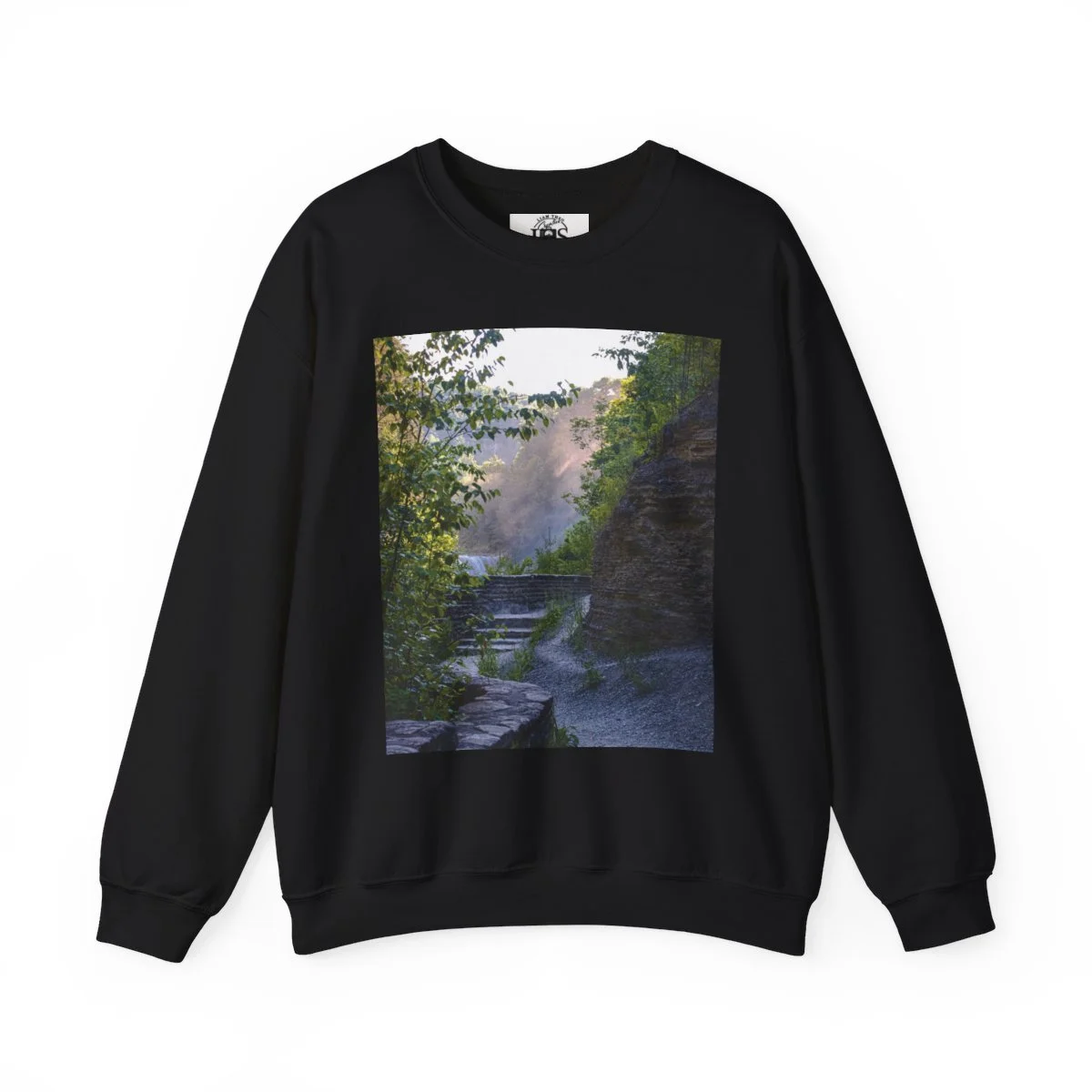 AWalkAlongAHazyLetchworthStatePark-CrewNeckSweatshirt-Black.jpg
