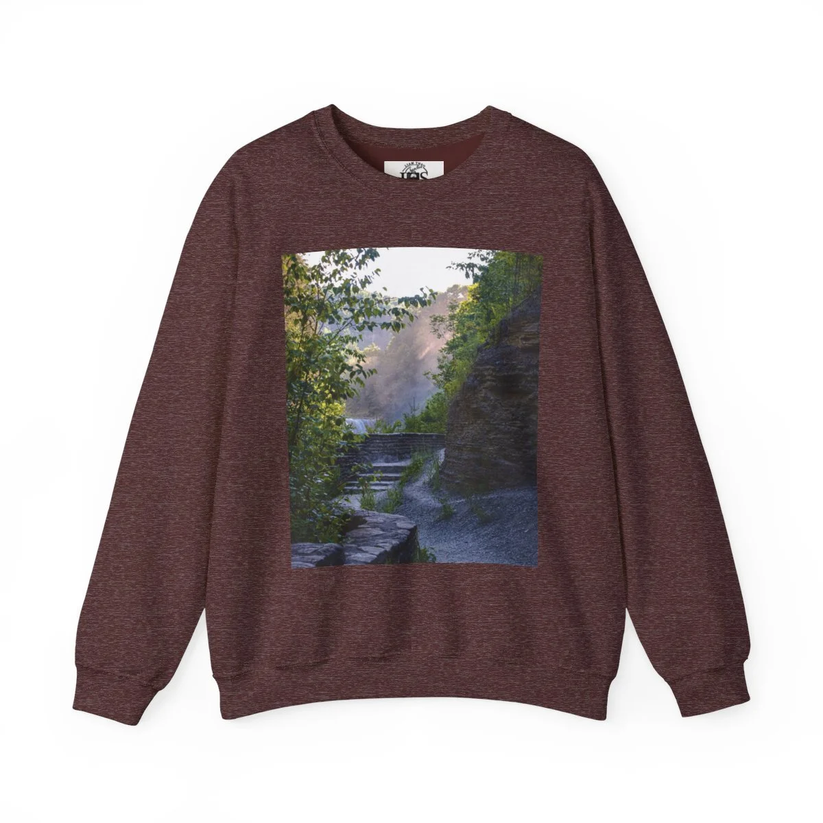 AWalkAlongAHazyLetchworthStatePark-CrewNeckSweatshirt-HeatherMaroon.jpg
