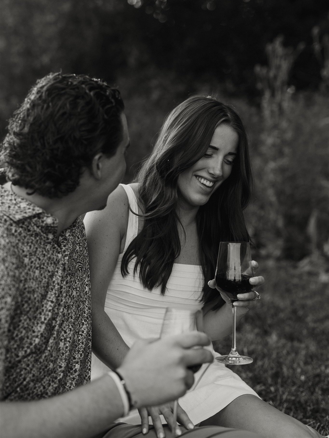 black and white gems from Dominique + Zac&rsquo;s wine picnic engagement session 🥂🧺 6 more days until they walk down the aisle (and we cannot to celebrate with them all day long)!! 🥰