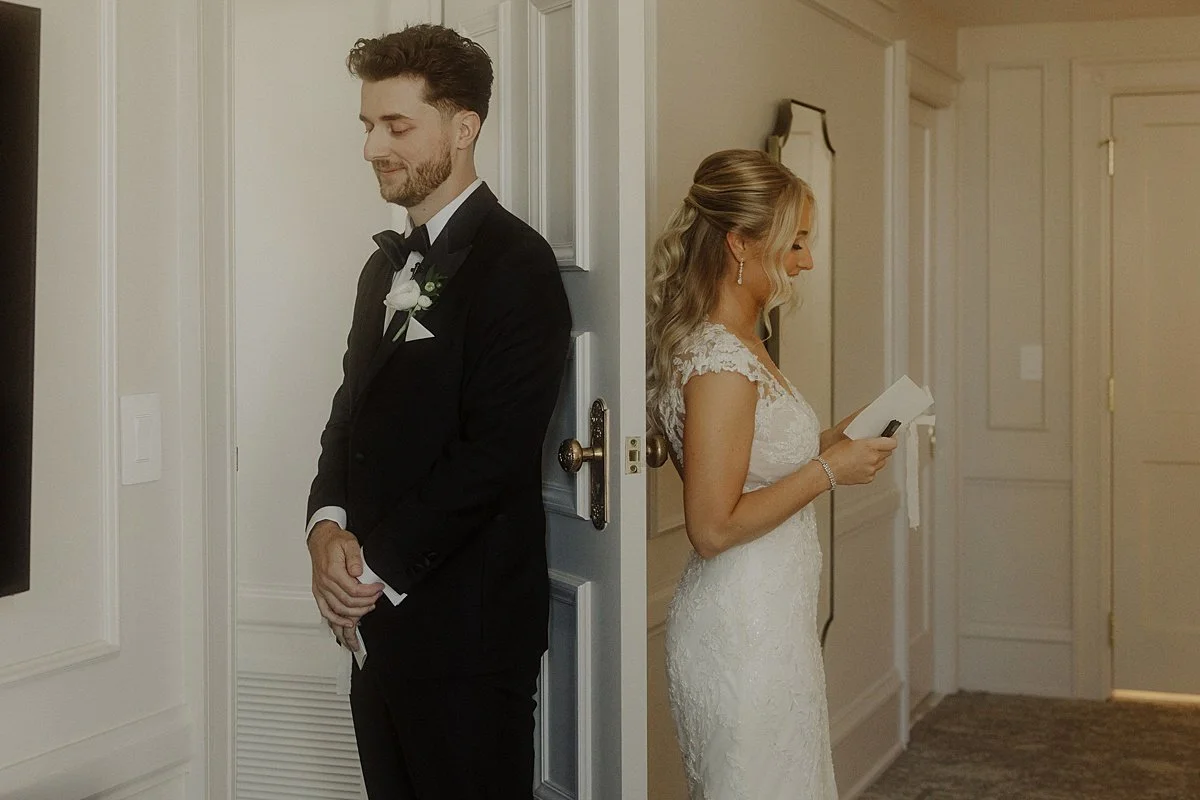 A bride and groom in Milwaukee exchange private vows before their pfister wedding