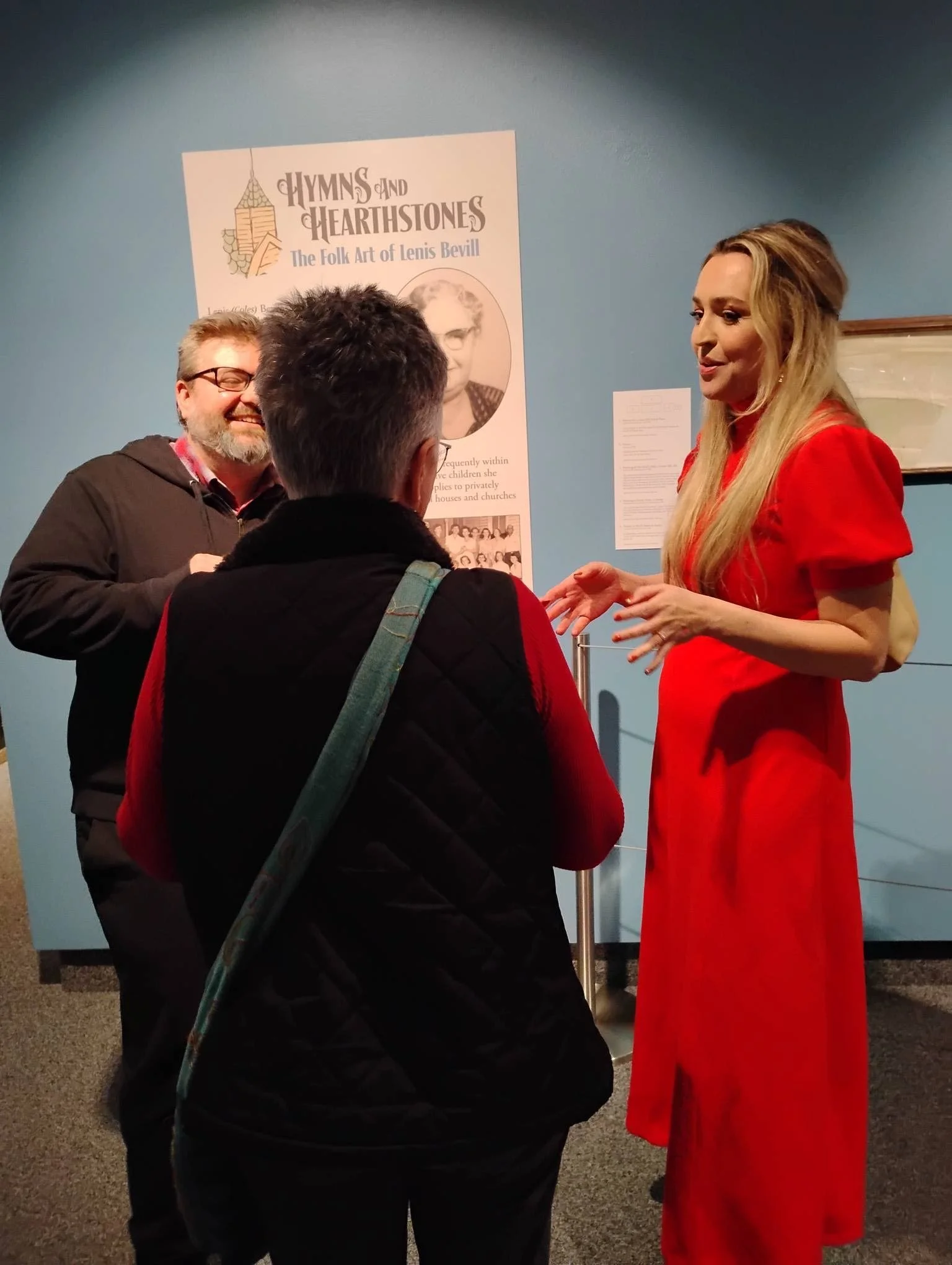 Artist Faye Hedera on the opening night of the Lenis Bevill exhibition at the Old State House Museum in Little Rock in 2025