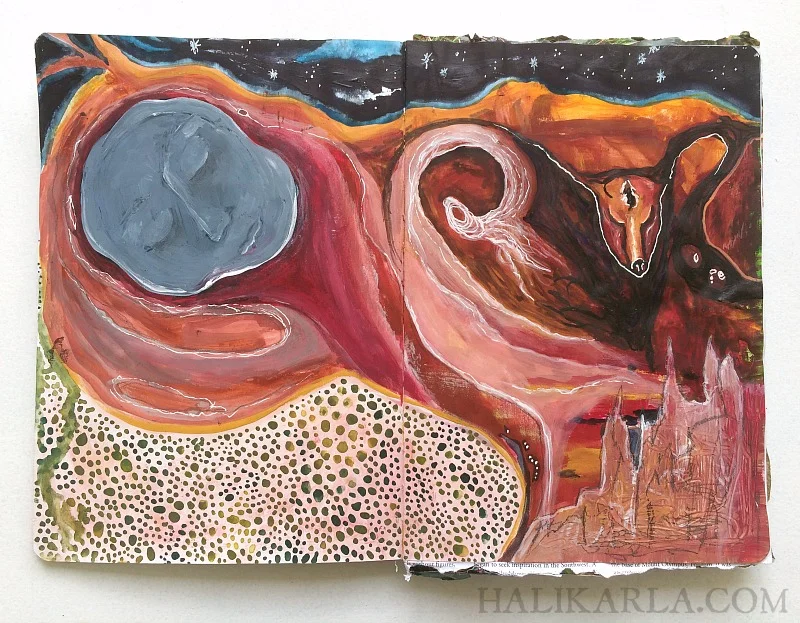 visual journal art from my trip to Sedona, Hali Karla
