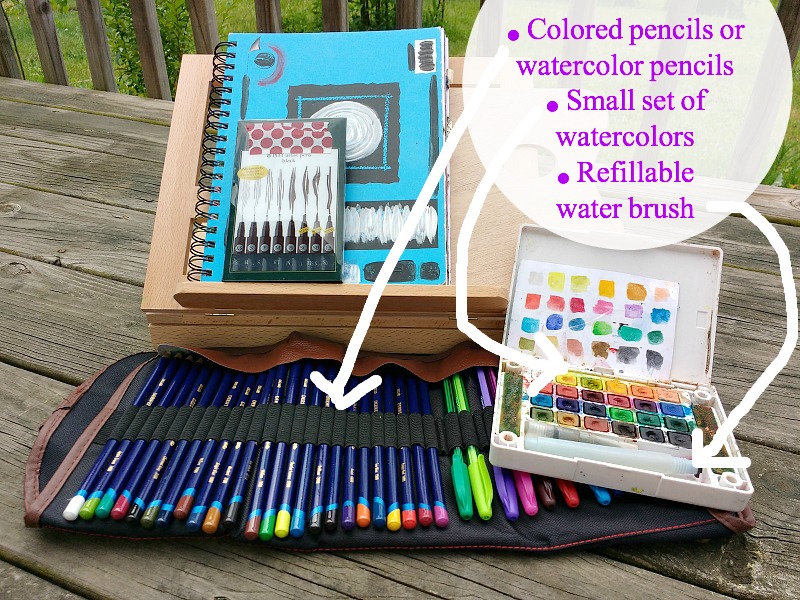 some favorite art supplies to bring when taking Creative Practice outside (more on post at Hali Karla Arts)