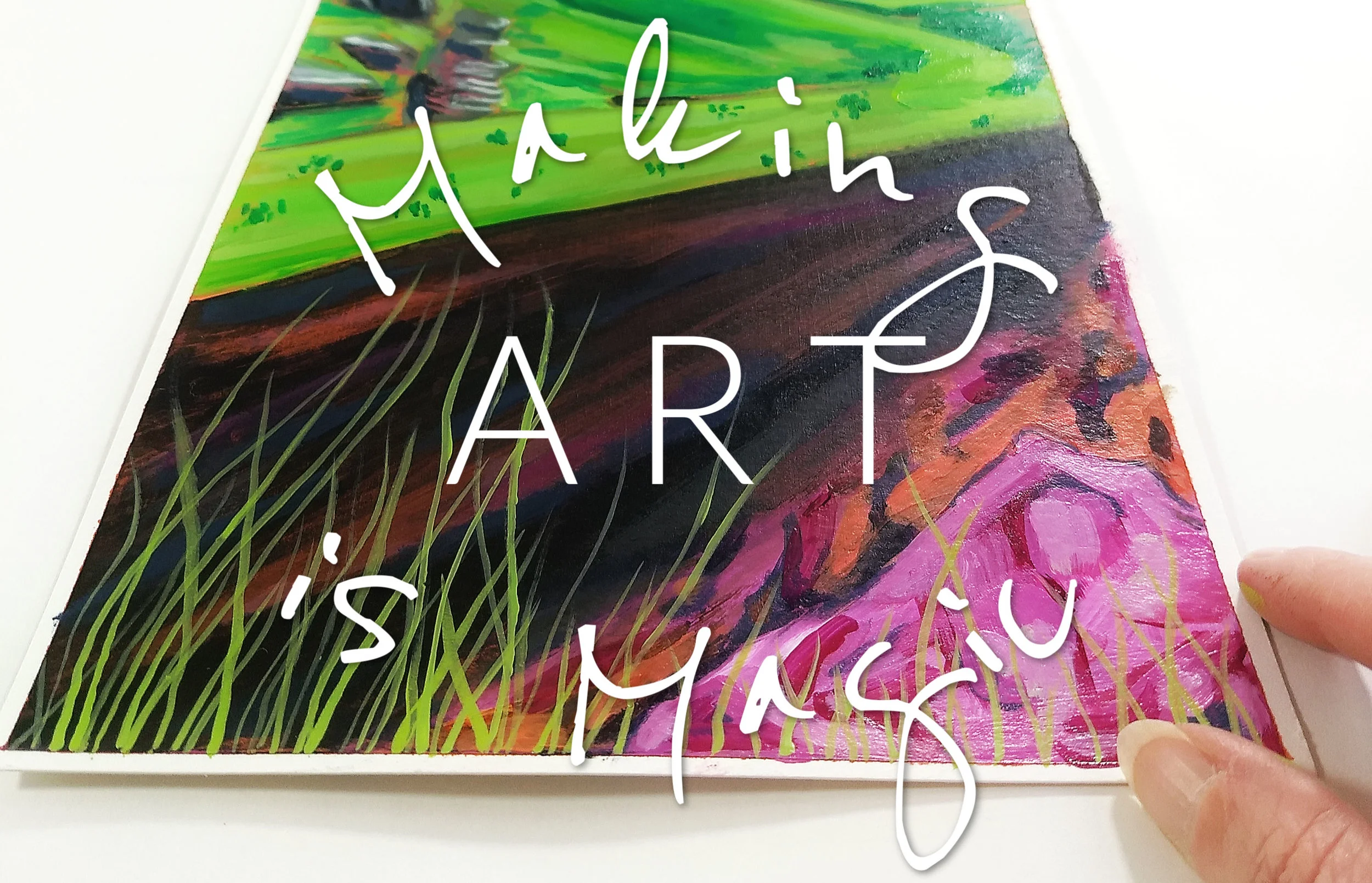 sign up for a FREE online creative retreat weekend with 27 art lessons: Make Create Express