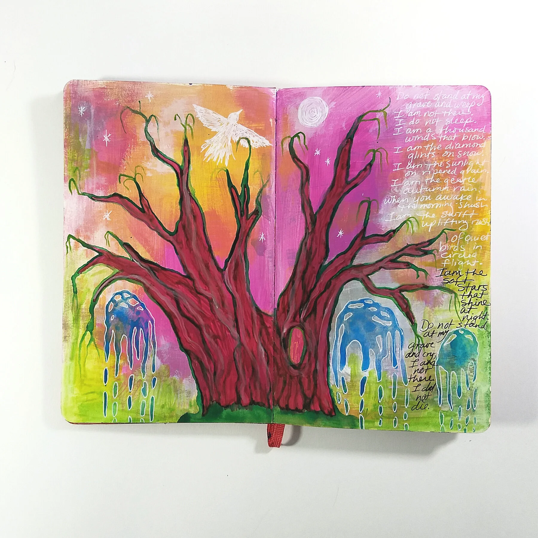 art journal page, holiday grief, how to keep a creative practice during the holidays with Hali Karla