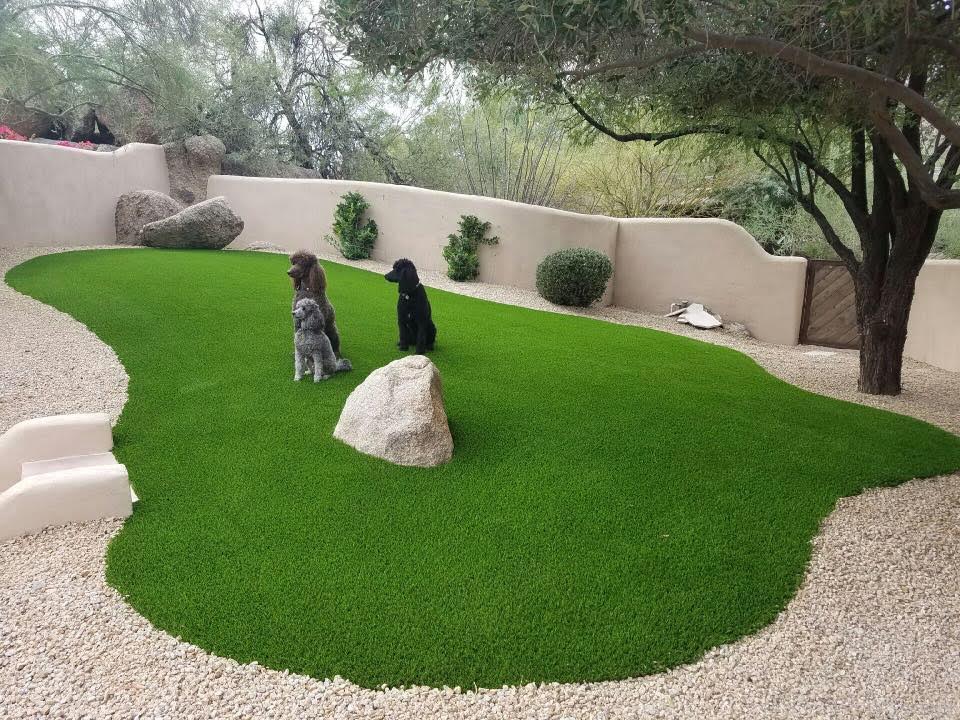  Artificial grass installation in backyard. All our artificial grass and turf products are pet friendly! 