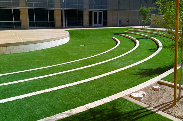 Artificial grass installation in open air amphitheater  