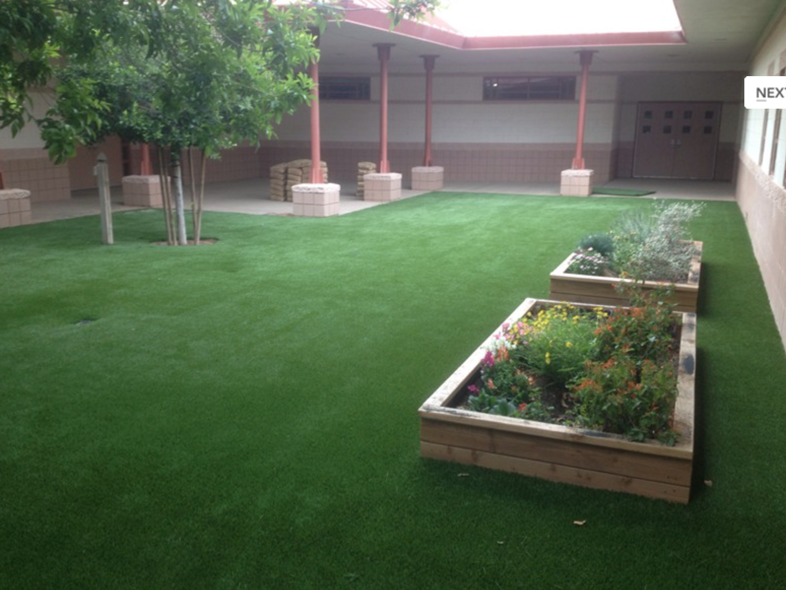  Artificial grass installation in courtyard  