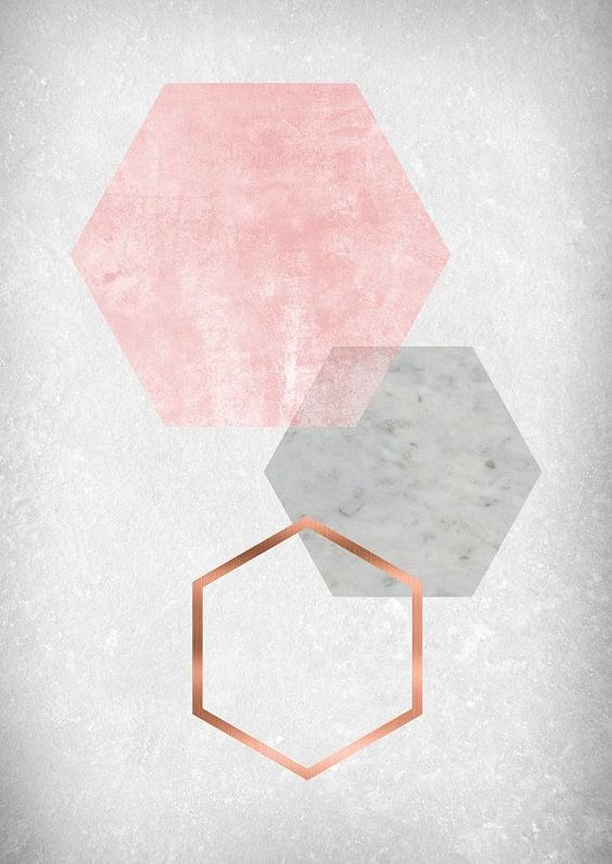 An art piece with different shapes overlapping each other.