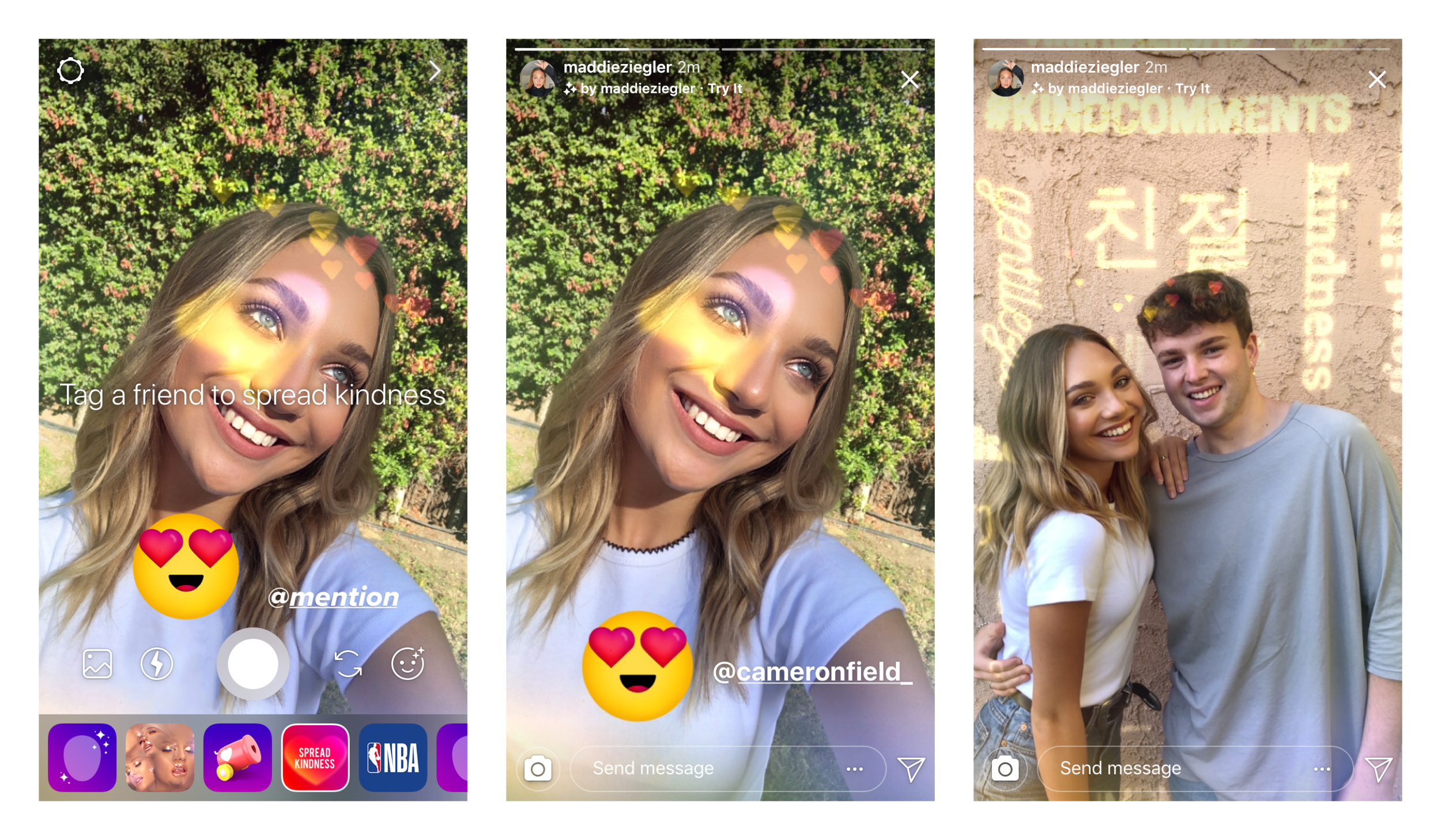 Instagram’s new Kindness camera effect.