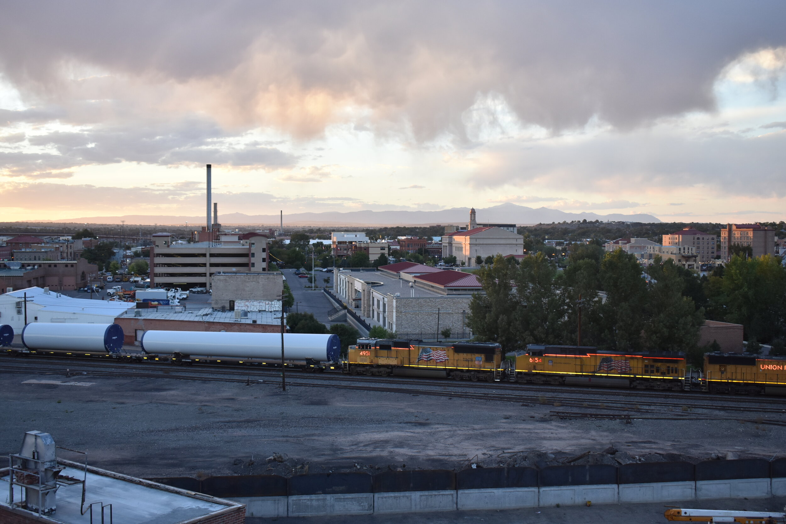 Sunset View of Downtown Pueblo from Watertower Place