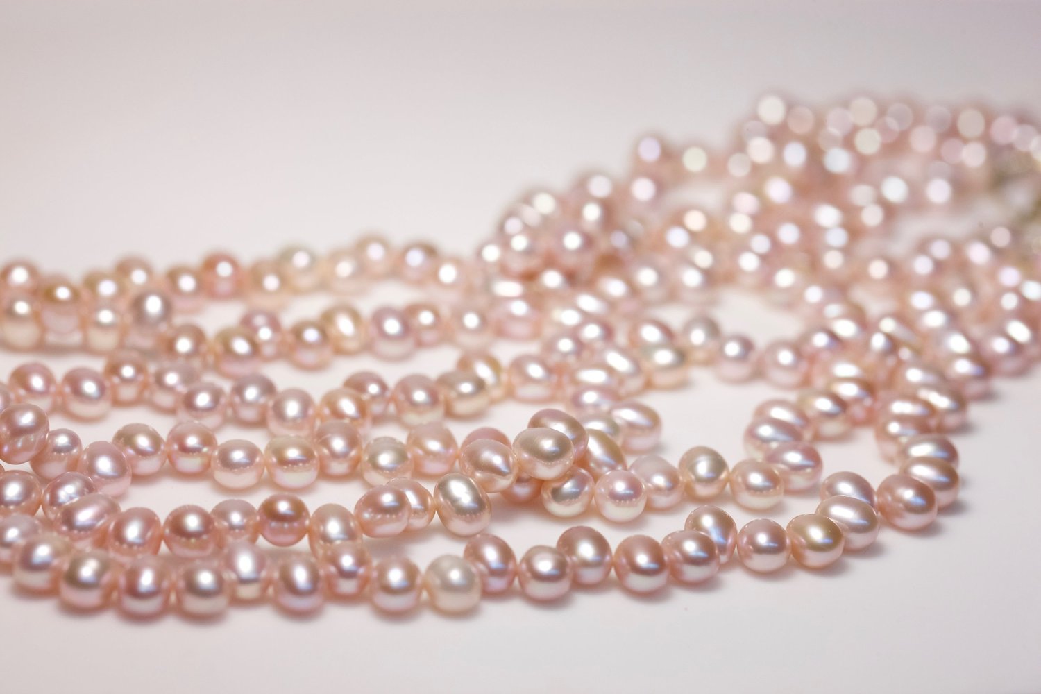 Pink Pearl Necklace — Trio Diamond and Gold