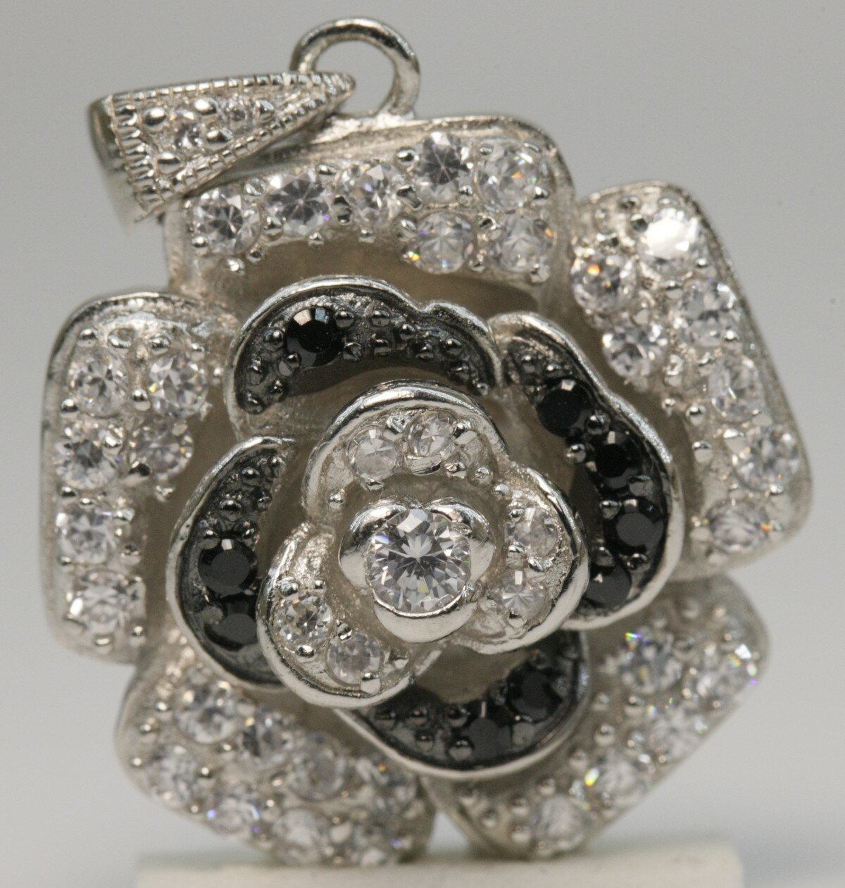 Large Sterling Silver Pendant with Chrystals